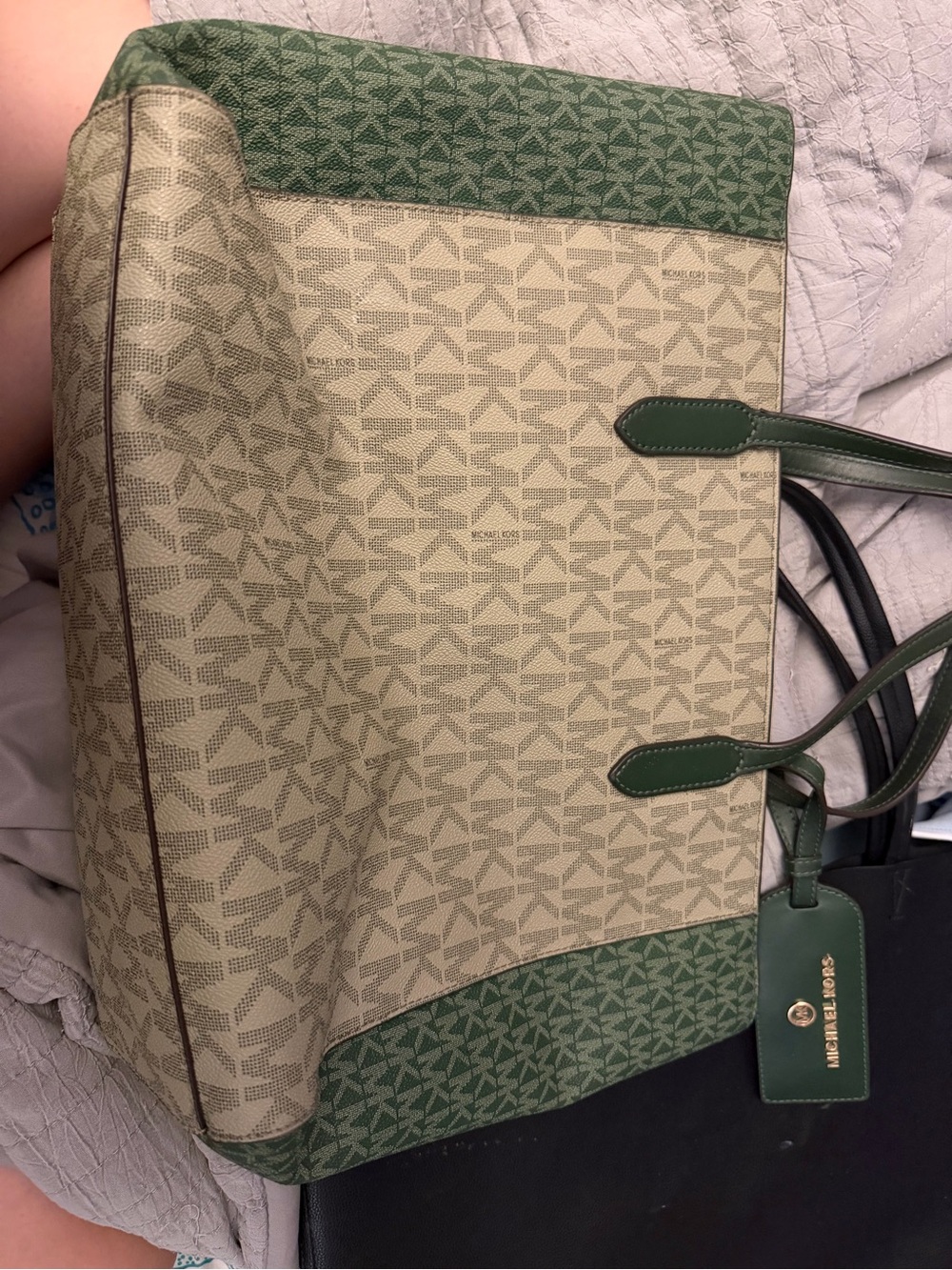 Michael Kors Beige and Green Signature Tote
